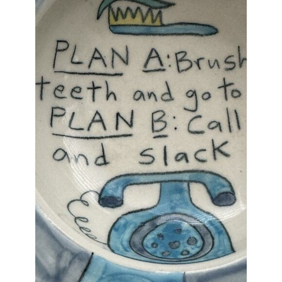 Tom Edwards Plans A And B Humorous 5.5” Diameter Bowl - Picture 5 of 9